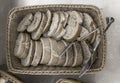 Sliced black bread in a wicker basket Royalty Free Stock Photo