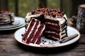 sliced black forest gateau on plate