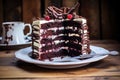 sliced black forest gateau on plate