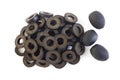 Sliced black olives on white background Royalty Free Stock Photo