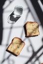 Sliced black truffle and cheese Brioche bread on white background Royalty Free Stock Photo