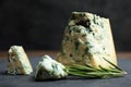 Sliced blue cheese with rosemary Royalty Free Stock Photo