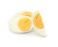 Sliced boiled egg on a white background