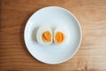 Sliced Boiled egg in white ceramic plate Royalty Free Stock Photo