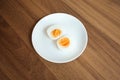 Sliced Boiled egg in white ceramic plate Royalty Free Stock Photo