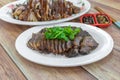 Sliced Braised beef : Chinese style Asian food on table Royalty Free Stock Photo