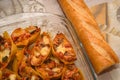 Sliced Bread And Baked Pasta Filled With Ratatouille Royalty Free Stock Photo