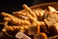 Sliced bread on basket closeup Royalty Free Stock Photo