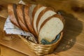 Sliced bread in a basket Royalty Free Stock Photo