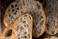 Sliced bread on a Board. On a wooden table. Top view Royalty Free Stock Photo