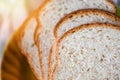 Sliced bread close up top view - Whole wheat bread cut