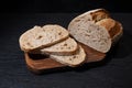 Sliced bread on cutting board. Slices of grain bread Royalty Free Stock Photo