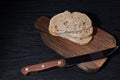 Sliced bread on cutting board. Slices of grain bread Royalty Free Stock Photo