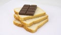 Sliced bread with delicious chocolate with milk extra fine