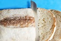 Sliced bread loaf and knife Royalty Free Stock Photo