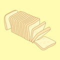 Sliced bread loaf, sketch illustration, vector 10 EPS