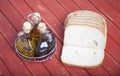 Sliced bread with oil and vinegar Royalty Free Stock Photo