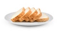 Sliced bread in plate isolated on white background Royalty Free Stock Photo