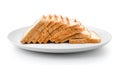 Sliced bread in a plate on a white background Royalty Free Stock Photo