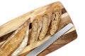 Sliced Bread Stick on Board Top View Royalty Free Stock Photo