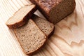 Sliced bread on wooden table. top view Royalty Free Stock Photo