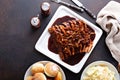 Sliced brisket with caramelized onions Royalty Free Stock Photo