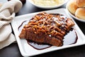 Sliced brisket with caramelized onions Royalty Free Stock Photo