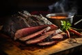 sliced brisket in a texan smokehouse