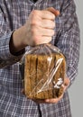 Sliced brown (rye) bread in the plastic bag. Royalty Free Stock Photo