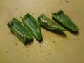 Sliced Bulgarian green pepper isolated / Food Photo