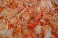 Sliced cabbage ant carrot fried cooking process