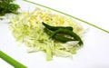 Sliced cabbage & green chillis