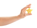 Sliced carambola starfruit in hand
