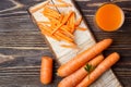 Sliced carrot and carrots juice Royalty Free Stock Photo