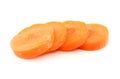 Sliced carrot on white background.
