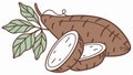 Sliced cassava root, fresh cut vegetable ingredient vector design Generative AI
