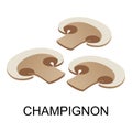 Sliced champignon icon, isometric style Royalty Free Stock Photo