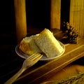 Sliced of Cheese chiffon cake , food photography