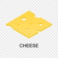 Sliced cheese icon, isometric style