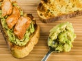 Sliced Chicken and Avocado on Toasted Corn Bread Royalty Free Stock Photo