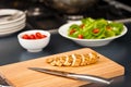 Sliced chicken breast as salad ingredient Royalty Free Stock Photo