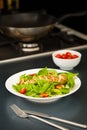 Sliced chicken breast as salad ingredient Royalty Free Stock Photo