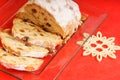 Sliced Christmas stollen