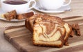 Sliced Cinnamon Swirl Bread on a Cutting Board Royalty Free Stock Photo