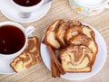 Sliced Cinnamon Swirl Bread on a Plate Royalty Free Stock Photo