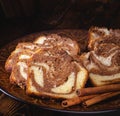 Sliced Cinnamon Swirl Sweet Bread on a Plate