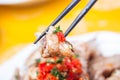 Sliced cold chicken with chili sauce Royalty Free Stock Photo