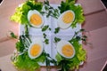 sliced cooked eggs for Easter Sunday breakfast