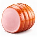 Sliced Cooked Ham on White Background Royalty Free Stock Photo