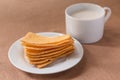 Sliced crispy bread in white ceramic dish. Royalty Free Stock Photo